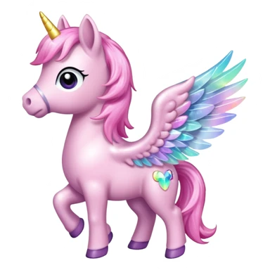 Sparkly little soft pink pony wings  sticker