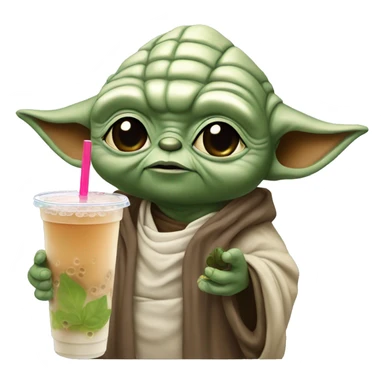yoda with a bubble tea sticker