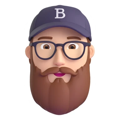 adventurer with beard, glasses and backwards baseball cap sticker