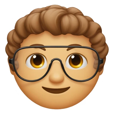 Ai emoji hombre  lentes naranja cabello corto ojos cafés orejas pequeñas color de piel morena sticker