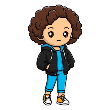 Full body teenage girl with curly brown hair, choni style with urban clothes sticker