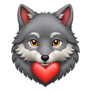 cute dark grey wolf inside heart sticker