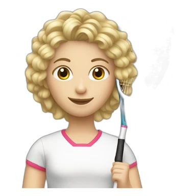 Une fille blonde qui a les cheveux bouclé et qui fait du badminton sticker