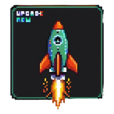 upgrade now button with rocket sticker