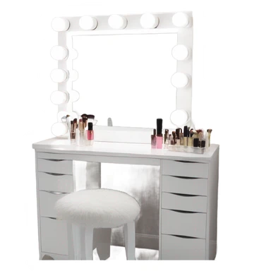 White makeup vanity with led light mirror sticker