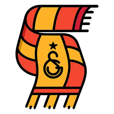 Galatasaray S.K. scarf, yellow and red stripes, waving, fan spirit, simple icon, lineal color icon with black outlines sticker