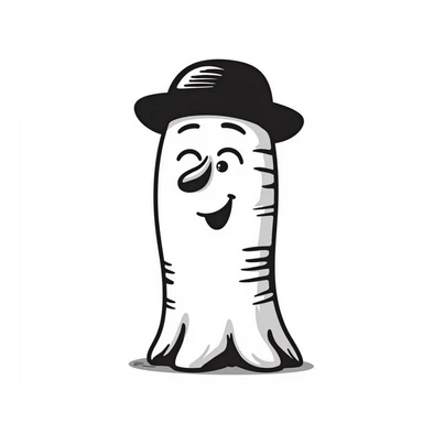 wooden log with a face, hand-drawn and whimsical sticker