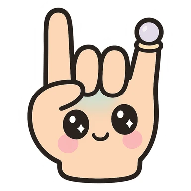 hand with ring finger extended, other fingers folded, kawaii cartoon style sticker