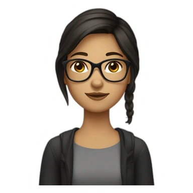 girl with glasses and black to brown hair sticker