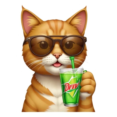 Cat hanging out on the beach while drinking voltage Mountain Dew sticker
