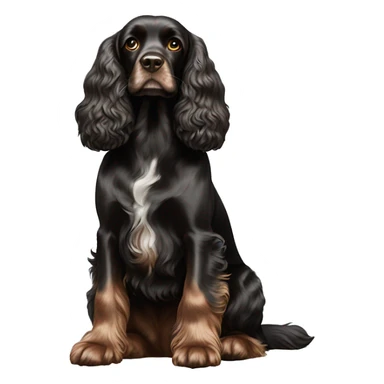 Black cocker spaniel sitting full pose sticker