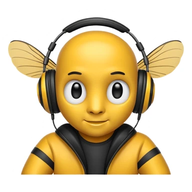 DJ bee with headphones sticker