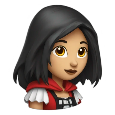 red-ridding-hood-girl-with-long-black-strait-hair-with-white-break sticker