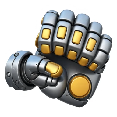 bulky robot fist, back of hand and knuckles facing viewer sticker