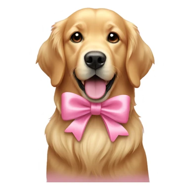 A golden retriever with a pretty pink bow sticker