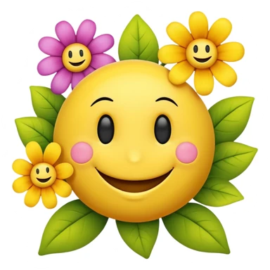 Happy emotional smiley face with colorful flowers sticker