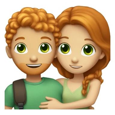 Ginger boy with blue eyes and brunette girl with green eyes couple hugging sticker