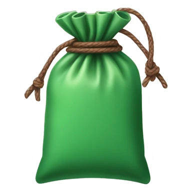 hand holding up a green pouch that is tied with brown string sticker