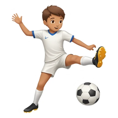 child kicking a ball, cheerful and energetic, motion lines to show action sticker