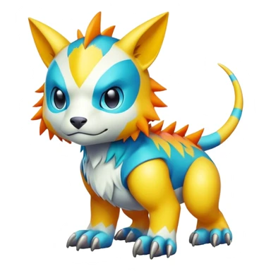 Cute cool colorful Digimon-animal-hybrid full body sticker