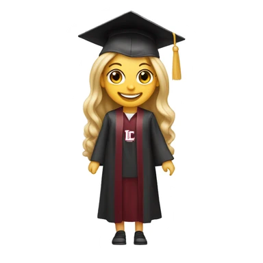 Blonde girl smiling wearing university of Chicago Loyola grad cap sticker