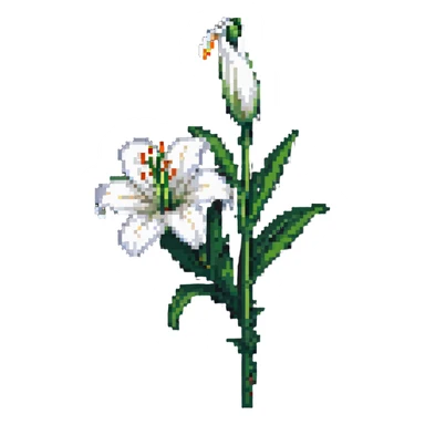 white lily flower with green stem sticker