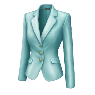 Hyper Realistic isolated side view of a pair of velvet light robins egg blue feminine blazer jacket. sticker