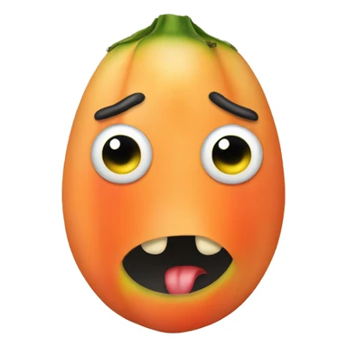 papaya fruit with face sticker