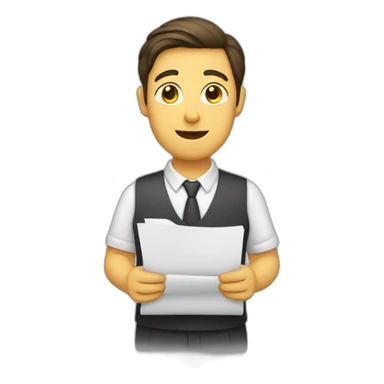 person filing paperwork sticker