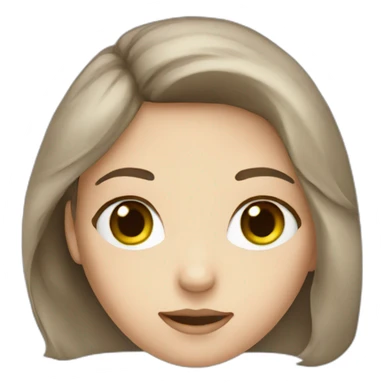 She has green eyes, brown hair, and white skin  sticker