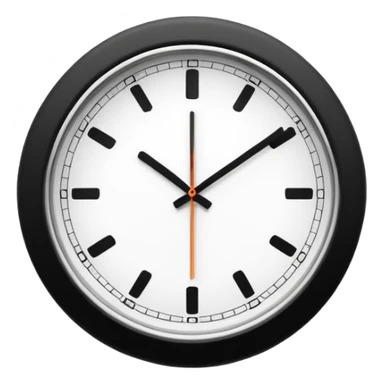 necesito un reloj, ilustrado minimalista, a blancoy negro, con linea delgada , como un icono, que marque las 10 am, sin logo de marca, un reloj de pared sticker