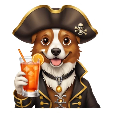 a happy pirate dog drinking aperol spritz cocktail sticker