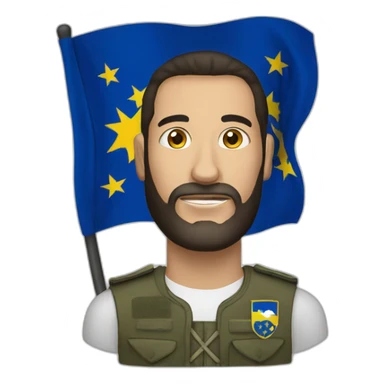 man with kosovo flag sticker