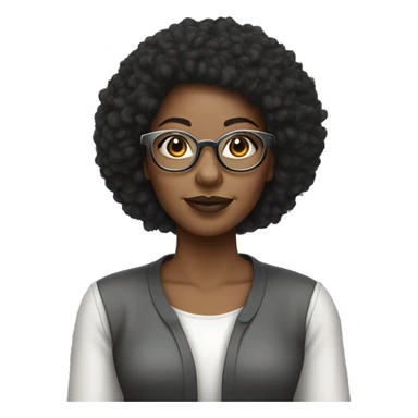 African American woman with short black afro and wire rimmed glasses and silver earring sticker