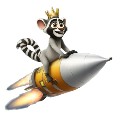 King Julien riding a rocket  sticker