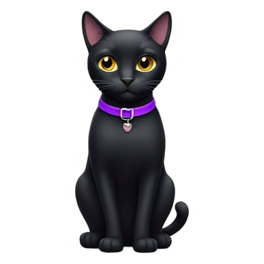 Black cat with purple collar sticker