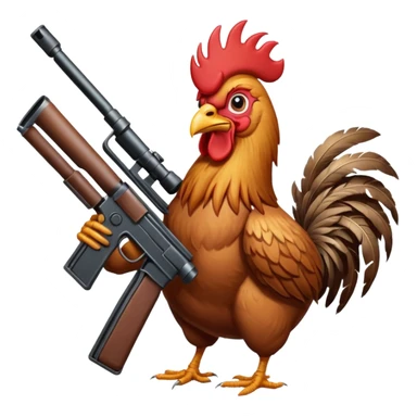 Rooster with a machine gun sticker