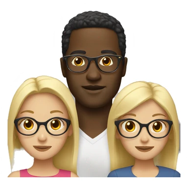 Black guy glasses with two blondes sticker