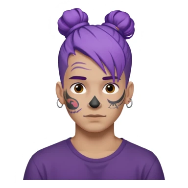 purple hair bun and lots of face tattoo guy sticker