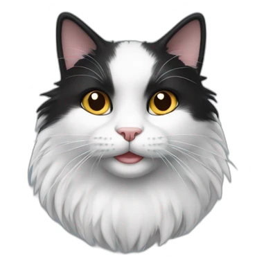 fluffy black and white cat sticker