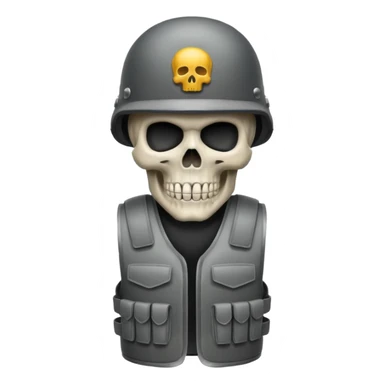 Skull wearing bullet proof vest and military helmet sticker