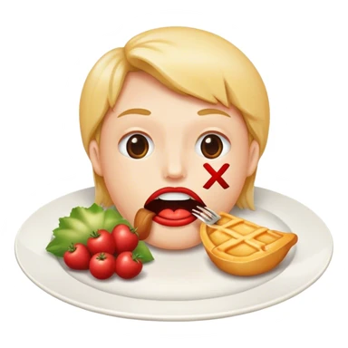 Mouth with X on it and food in plate in front of it sticker