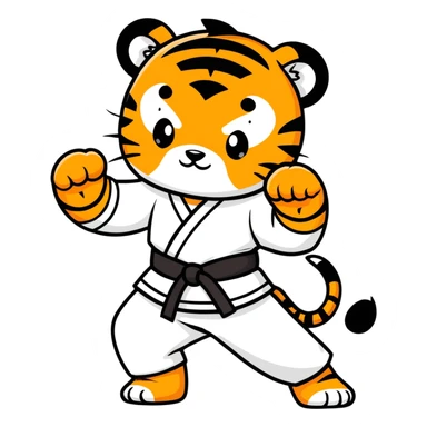 A tiger baby in karate outfit sticker