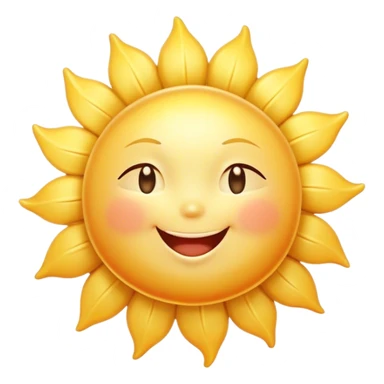 Cinematic tiny happy sun, golden and round, chubby with a warm smile, gentle rays beaming softly, radiating warmth and happiness, irresistibly cute. sticker