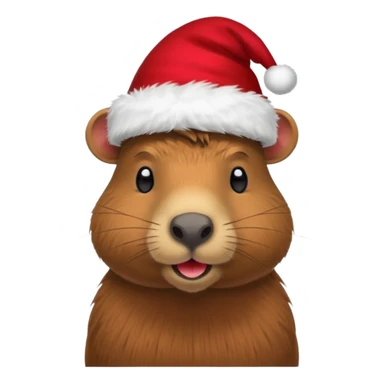a capybara with a christmas hat sticker