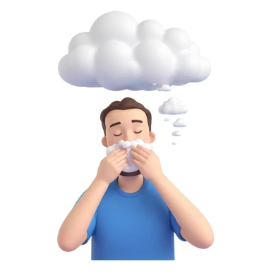 sneezing man with cloud above his head sticker
