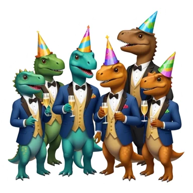 office dinosaurs in suits celebrating birthday sticker