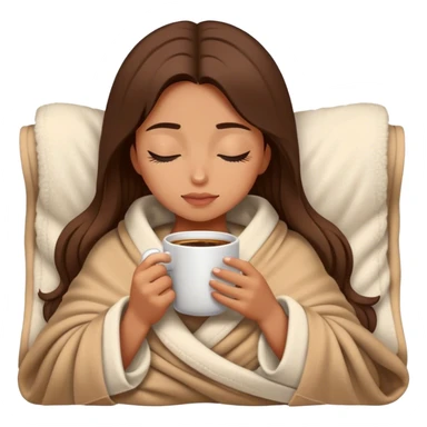 girl inside a blanket sipping coffee eyes closed sticker