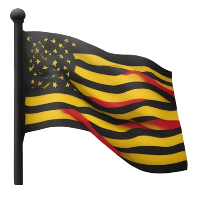 A wavy flag with a yellow circle in the middle with black on top and red on the bottom  sticker