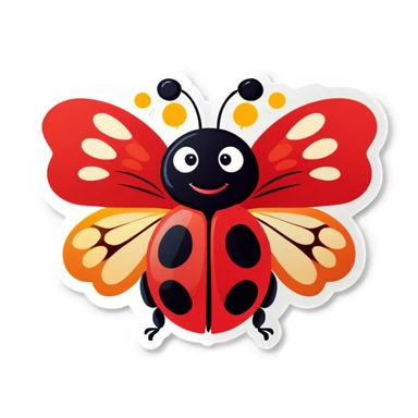 Cute ladybug with butterfly  sticker